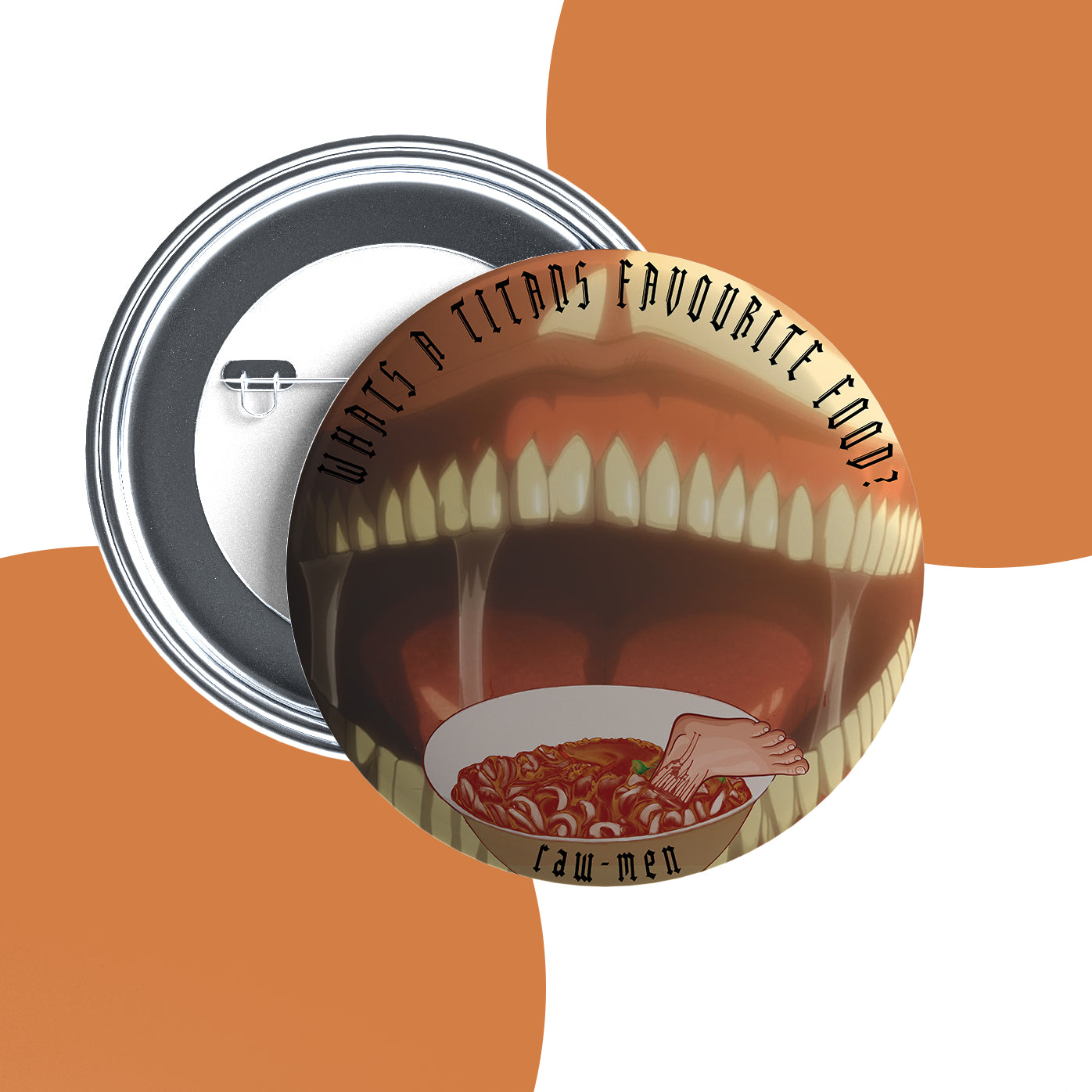 Attack on Titan Ramen Pun Button Badge