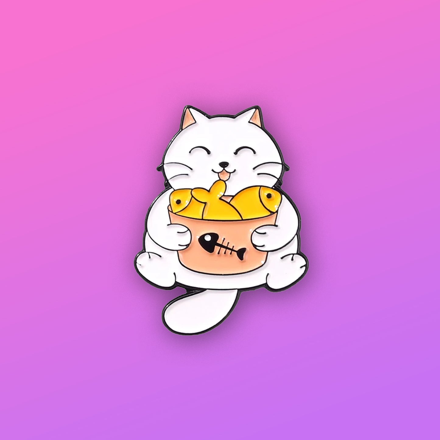 Cat with Fish Bowl Enamel Pin