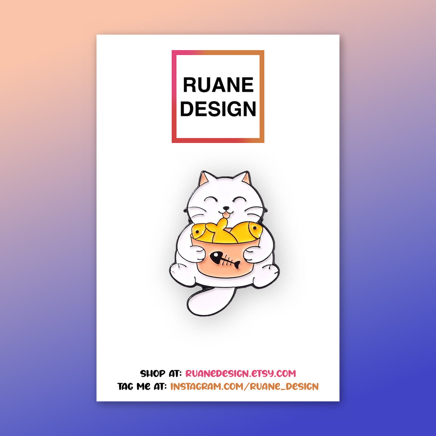 Cat with Fish Bowl Enamel Pin