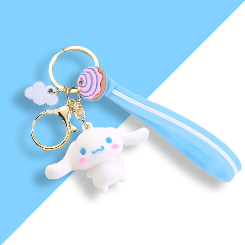 Cute Cinnamonroll Keychain with Blue Charm