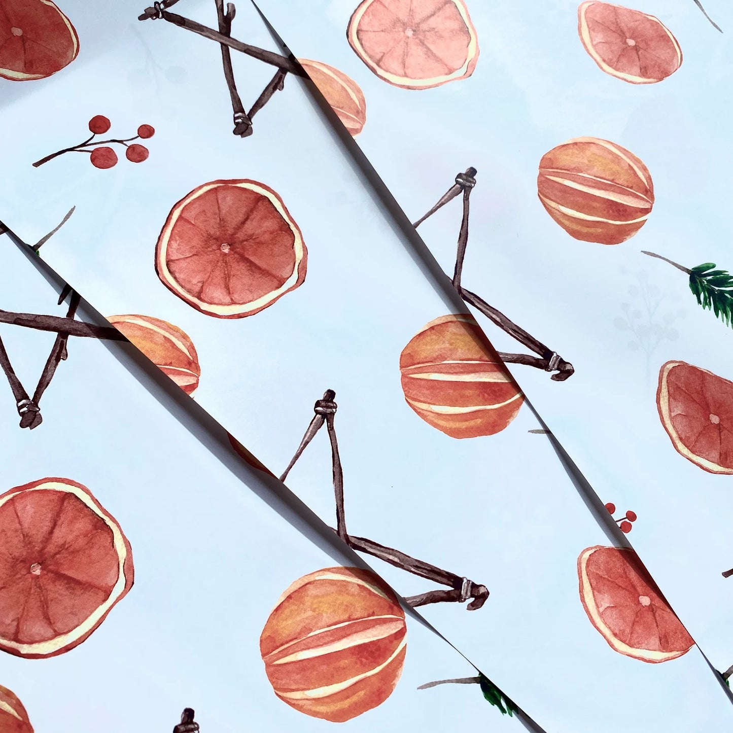 Traditional Tangerine Christmas Wrapping Paper