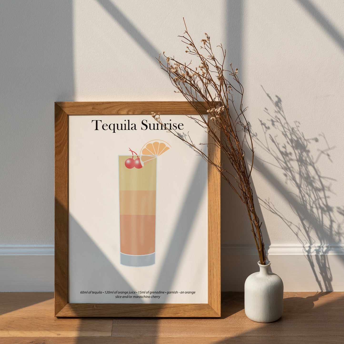 Tequila Sunrise Cocktail Print - Elevate Your Home Bar with Artistic Flair!