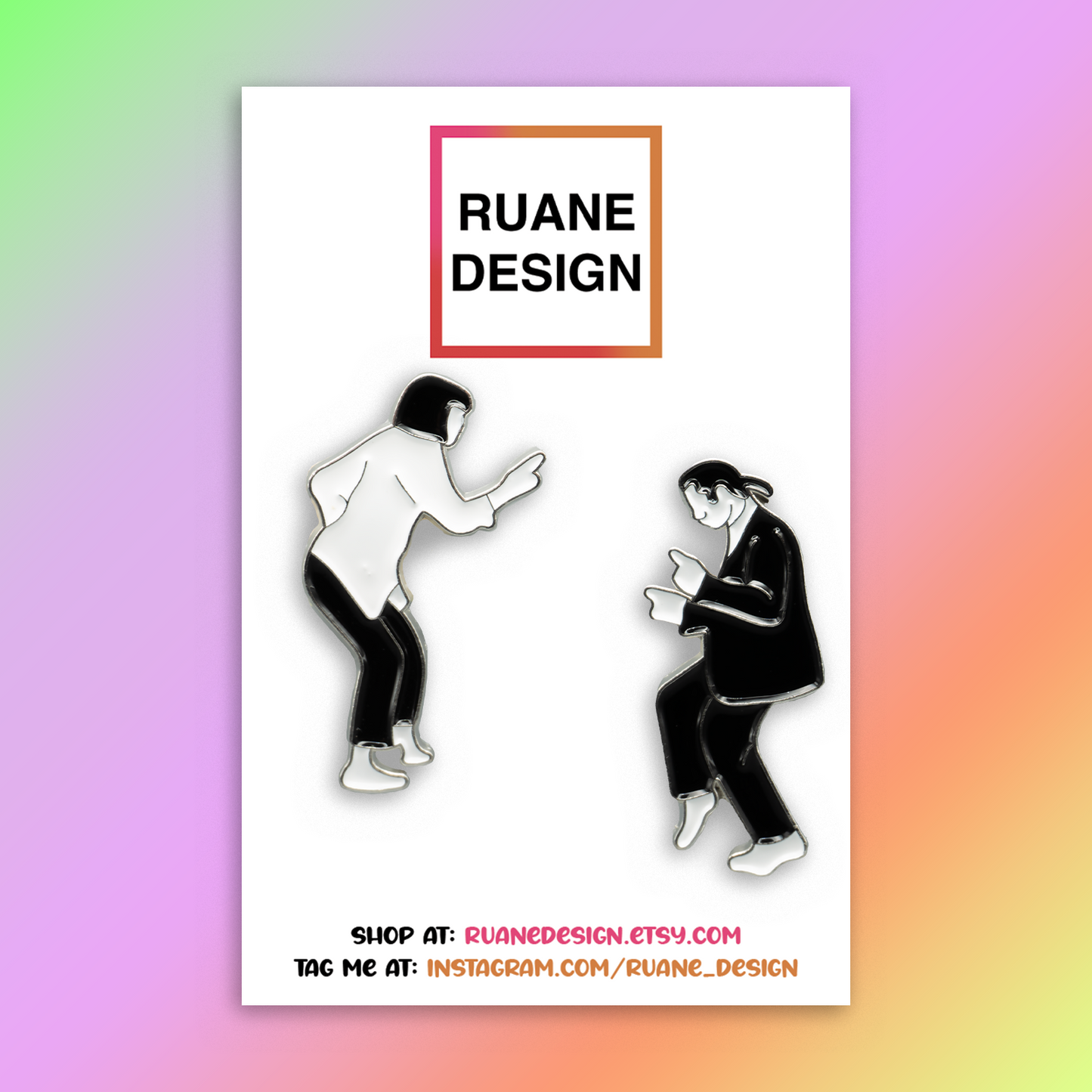 Iconic Pulp Fiction Dance Enamel Pin Set