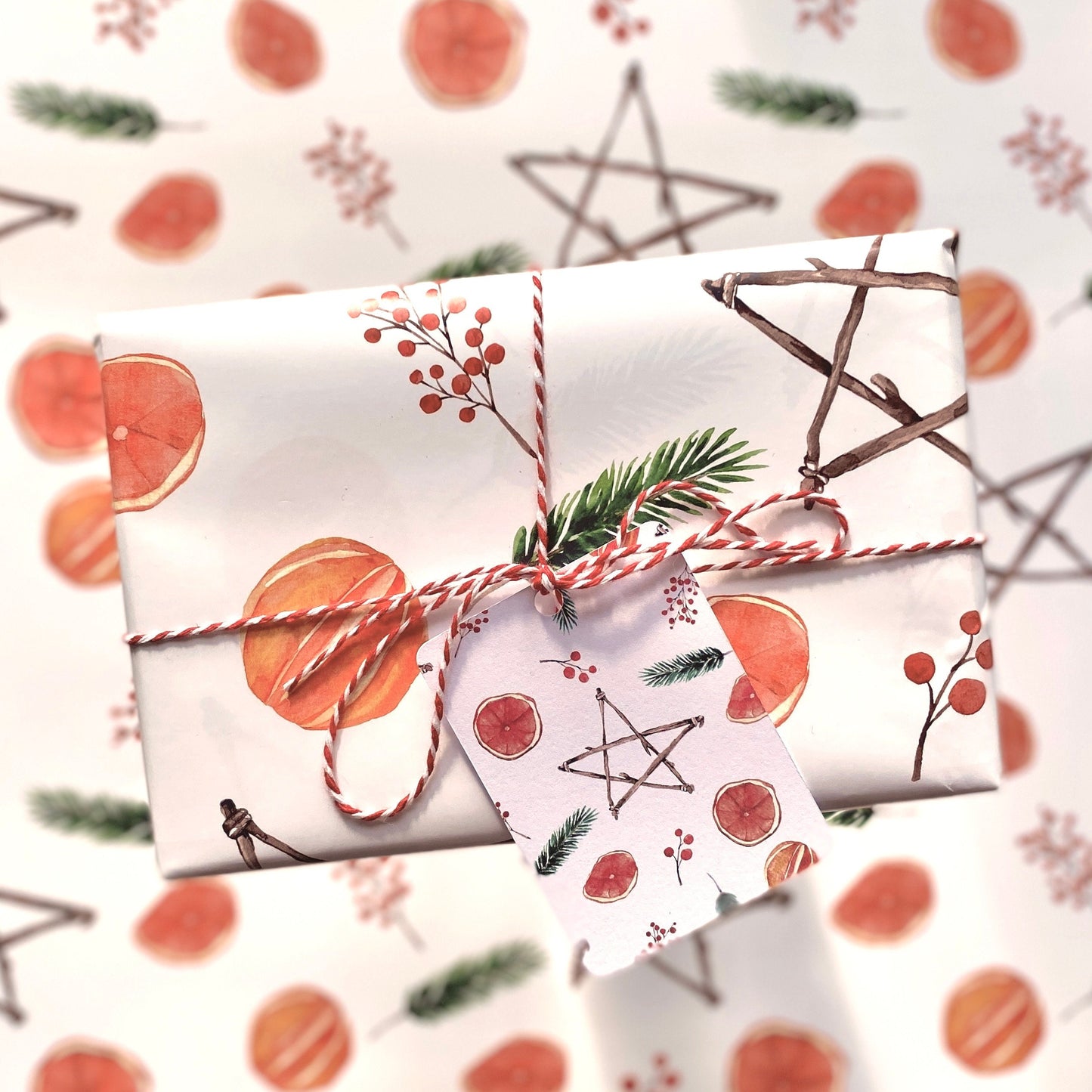 Traditional Tangerine Christmas Wrapping Paper