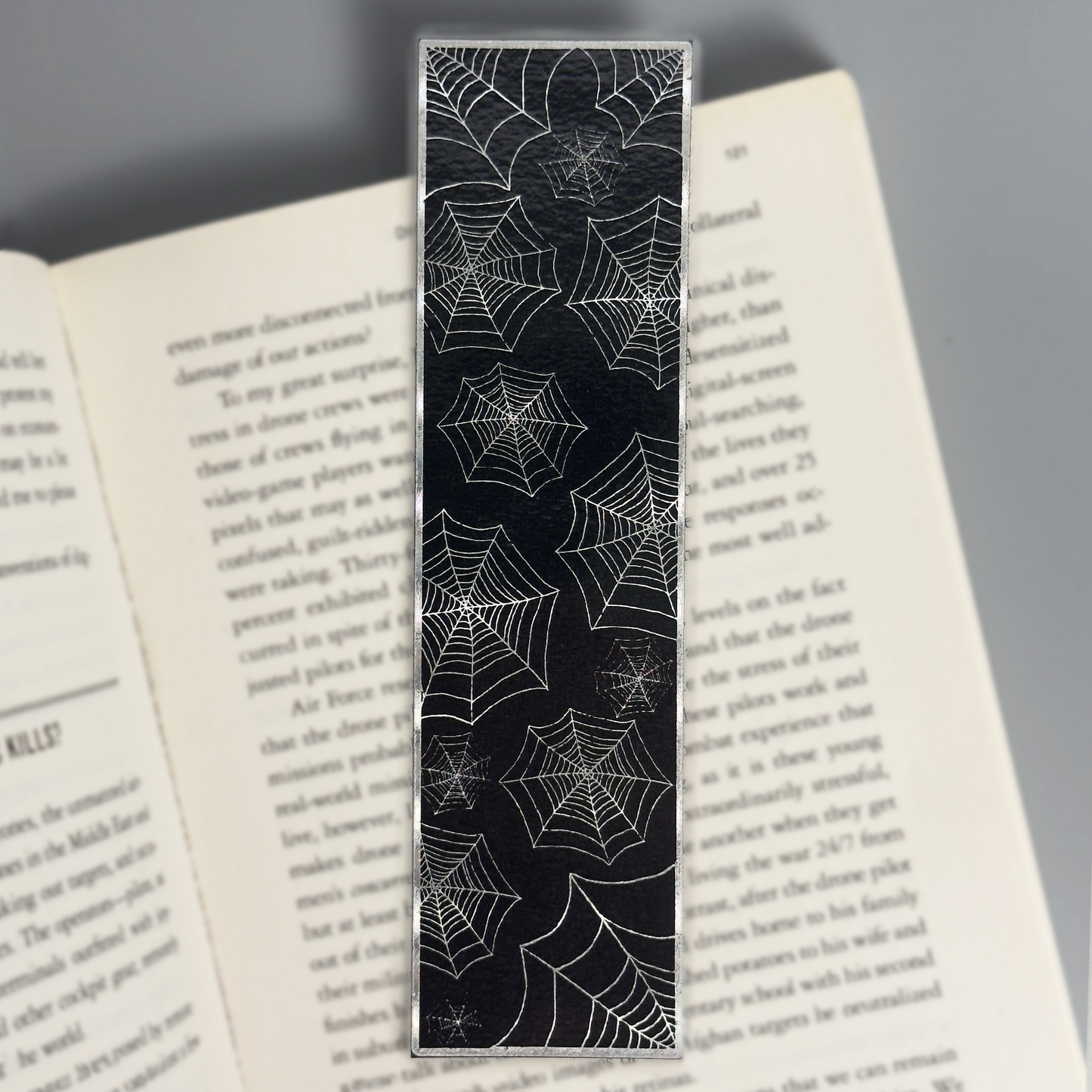 Holographic Spider Web Foiled Bookmark - A Web of Reading Wonder!