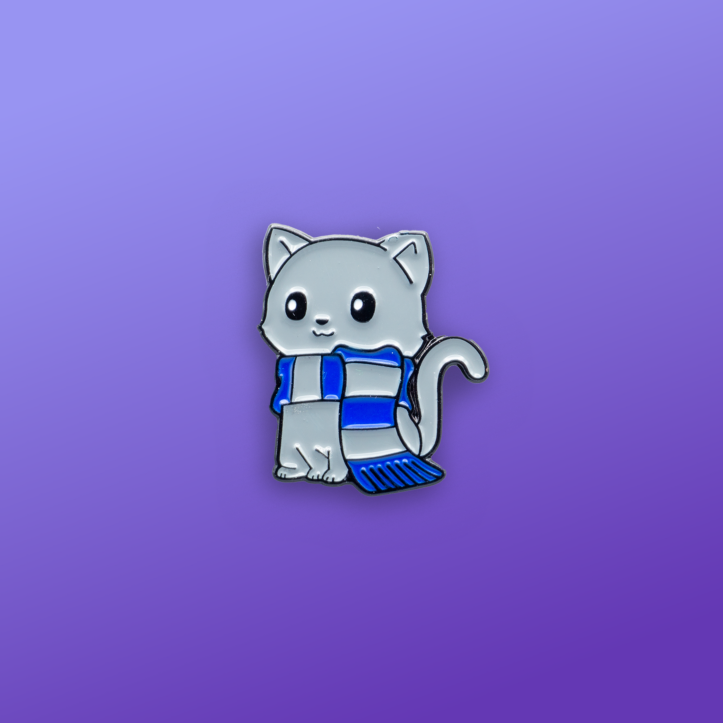 Charming Light Grey Cat Scarf Enamel Pin