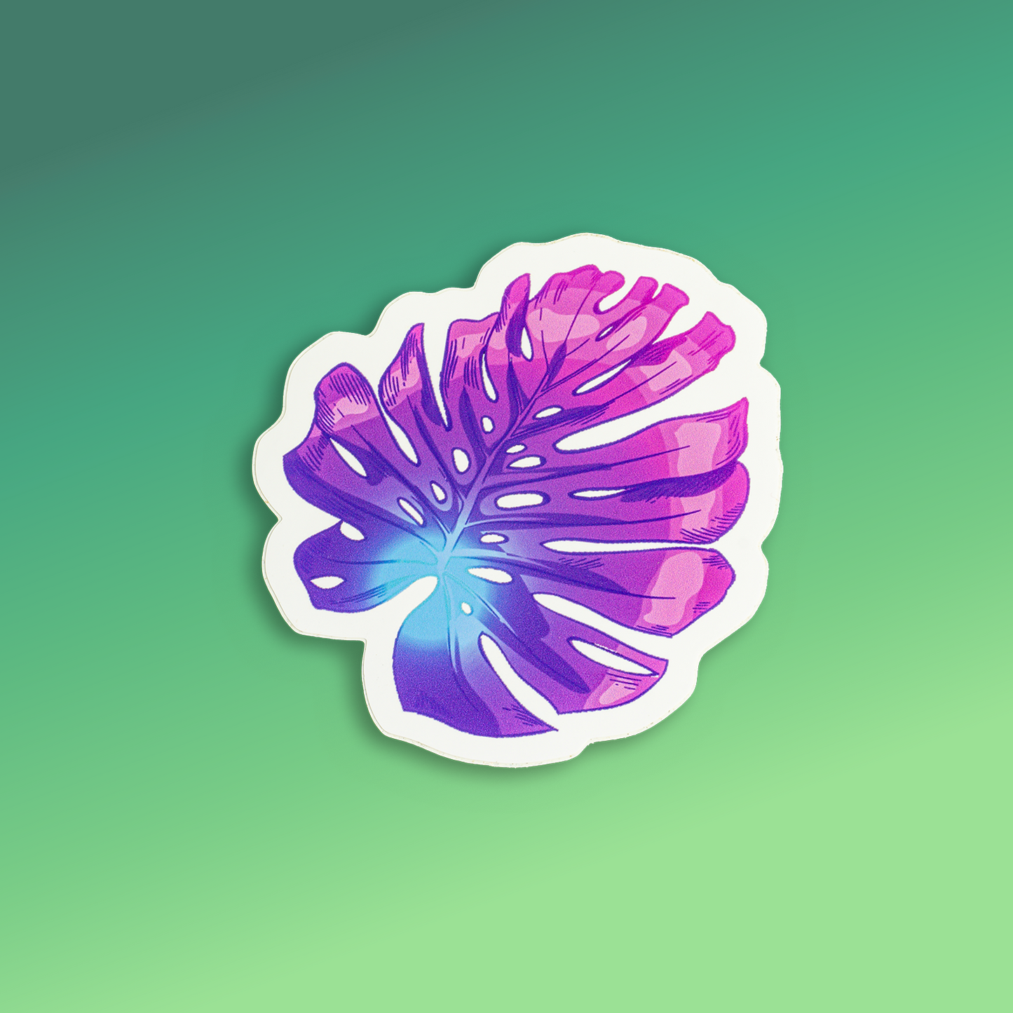 Neon Variegated Monstera Leaf Sticker