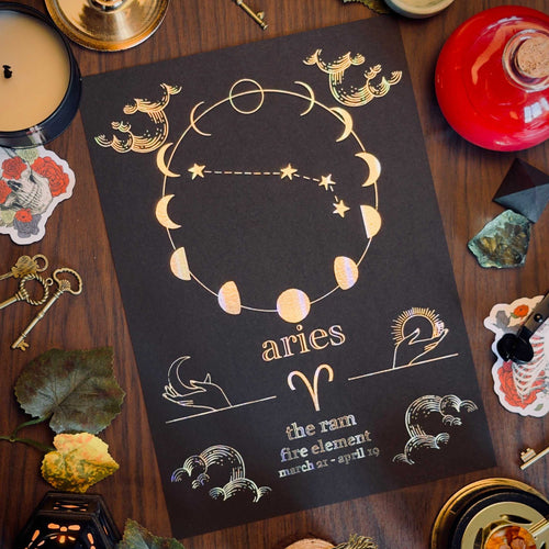 Aries Zodiac Foil Print