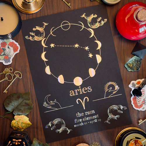 Aries Zodiac Foil Print