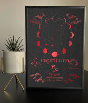 Capricorn Zodiac Foil Print