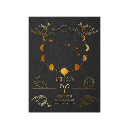 Aries Zodiac Foil Print