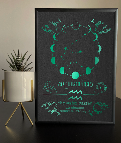 Aquarius Zodiac Foil Print