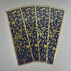 Navy blue bookmarks with gold foil planets, comets, and stars, cosmic design for readers
