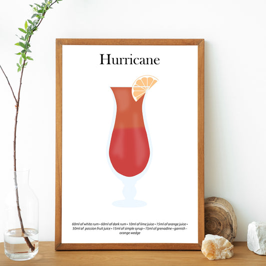 Hurricane Cocktail Print - Elevate Your Home Bar with Artistic Flair!