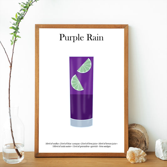 Purple Rain Cocktail Print - Elevate Your Home Bar with Artistic Flair!