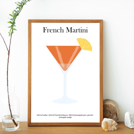 French Martini Cocktail Print - Elevate Your Home Bar with Artistic Flair!