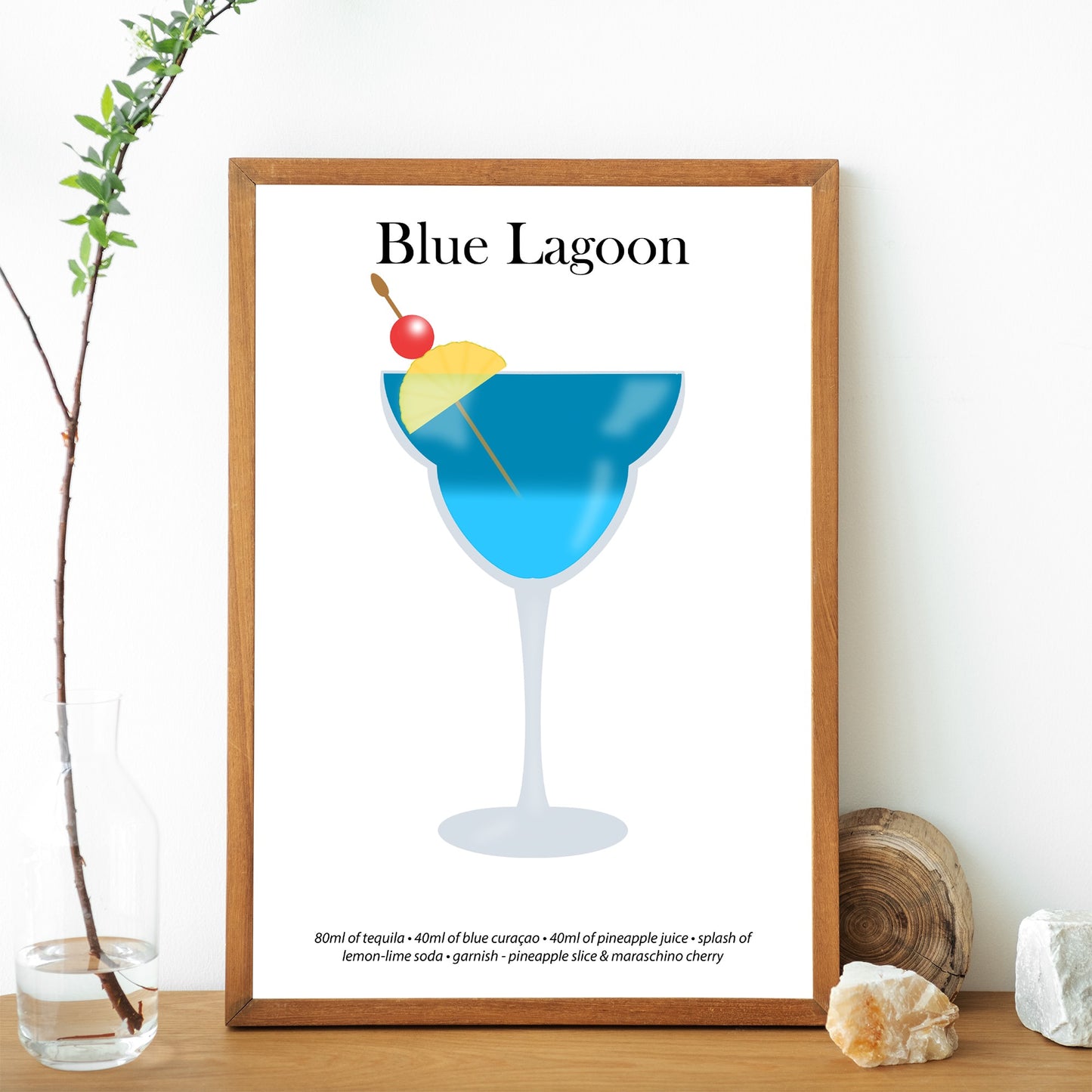 Blue Lagoon Cocktail Print - Elevate Your Home Bar with Artistic Flair!