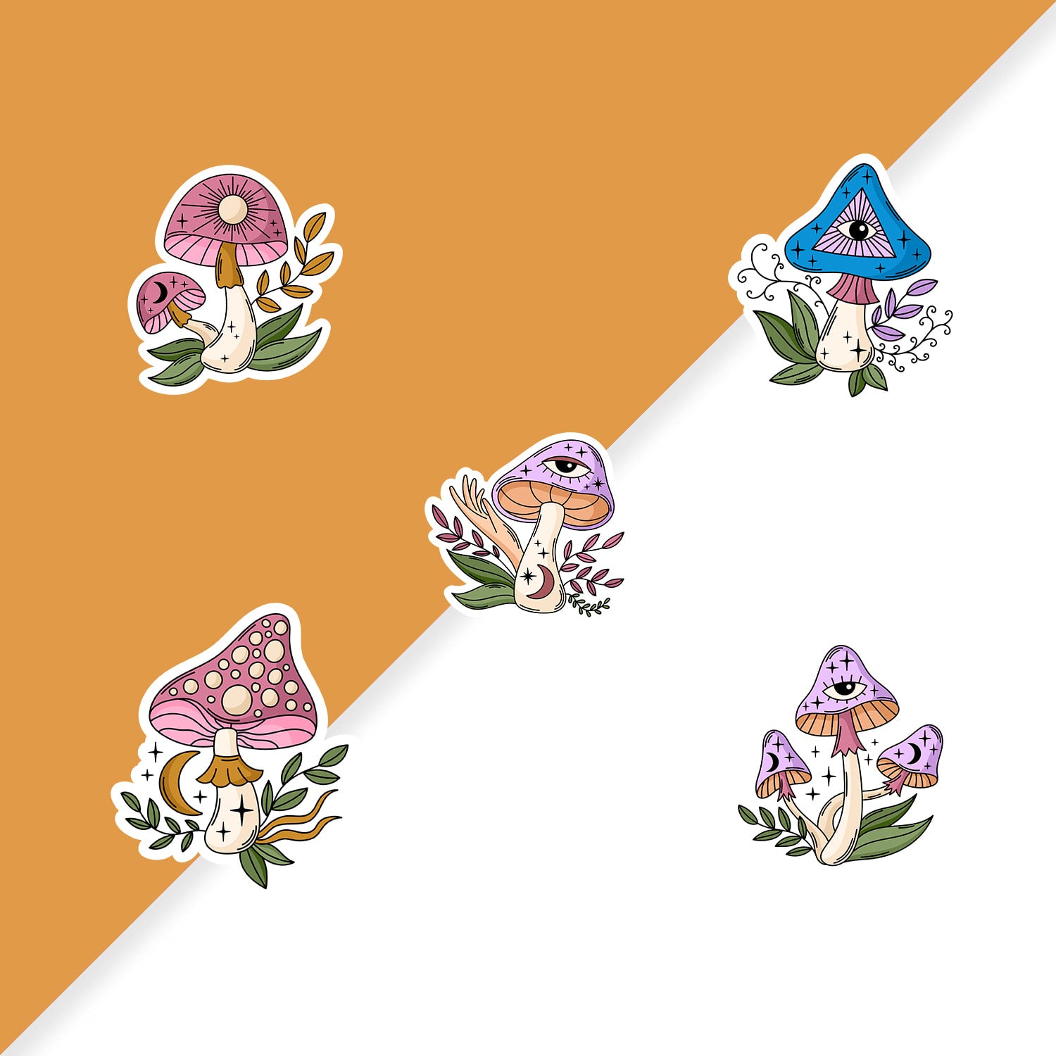 Planche de stickers champignons
