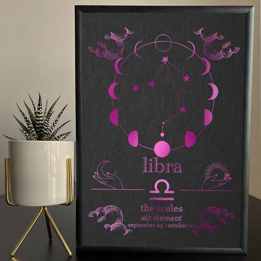 Libra Foil Print - A Celestial Tribute to Your Zodiac Sign