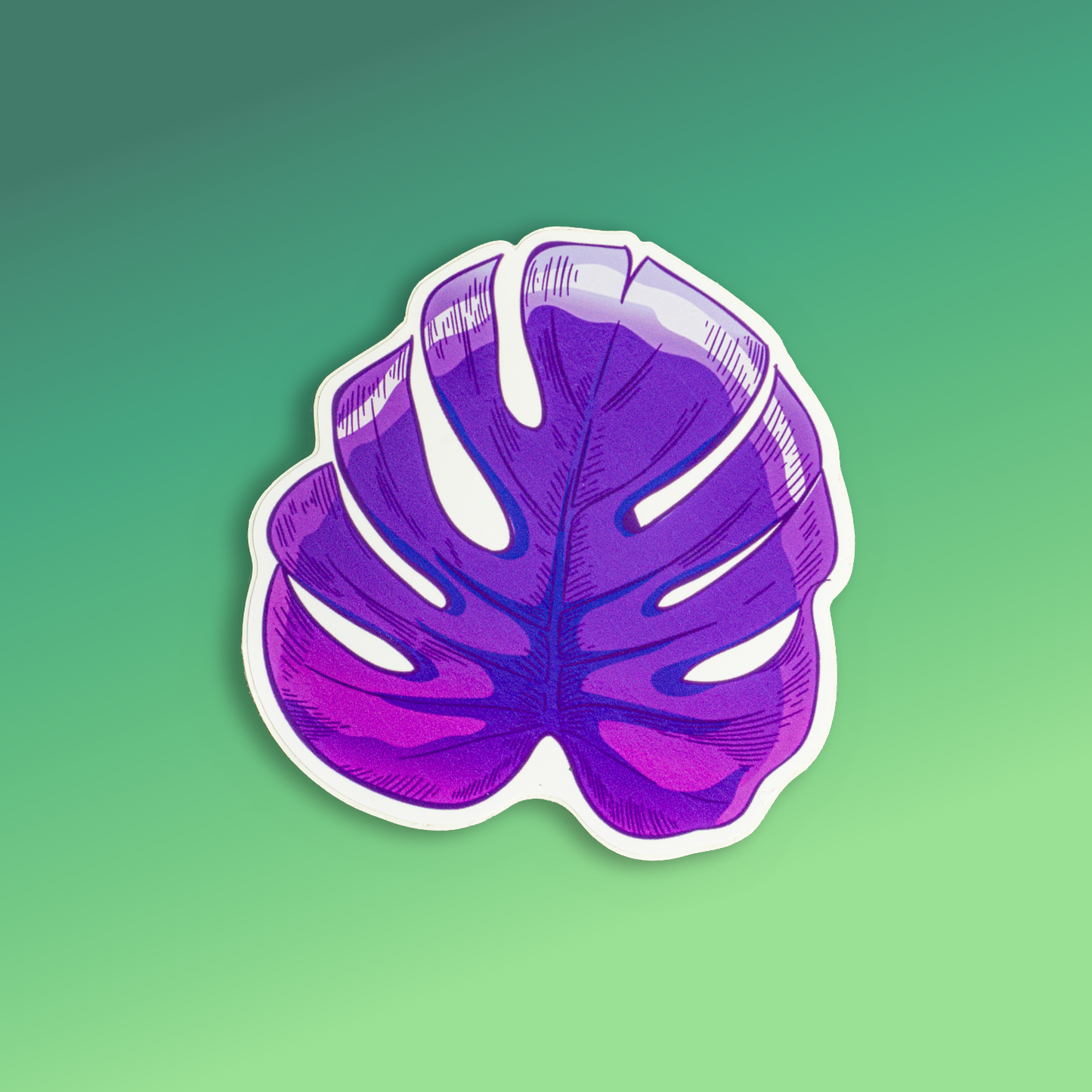 Neon Monstera Leaf Sticker