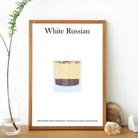 White Russian Cocktail Print - Elevate Your Home Bar with Artistic Flair!