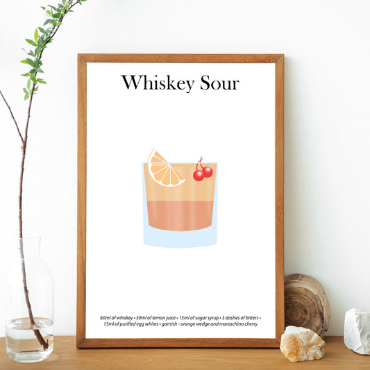 Whiskey Sour Cocktail Print - Elevate Your Home Bar with Artistic Flair!