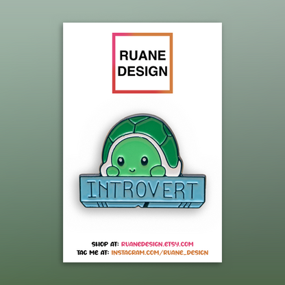 Cute Introvert Turtle Enamel Pin