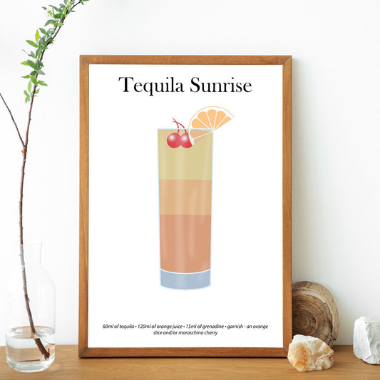 Tequila Sunrise Cocktail Print - Elevate Your Home Bar with Artistic Flair!