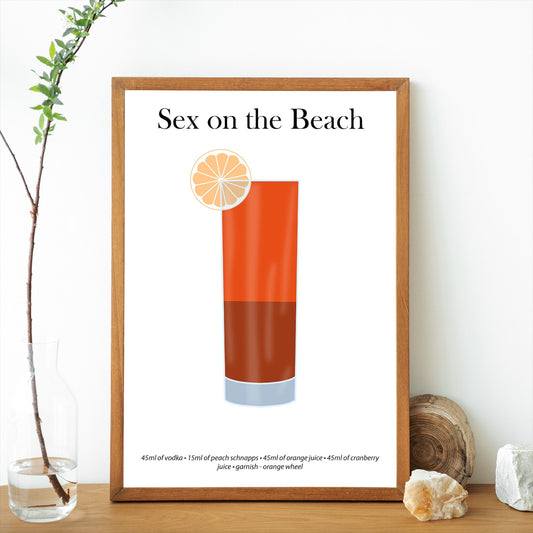 Sex one the Beach Cocktail Print - Elevate Your Home Bar with Artistic Flair!