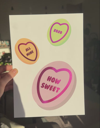 Candy Hearts foil print